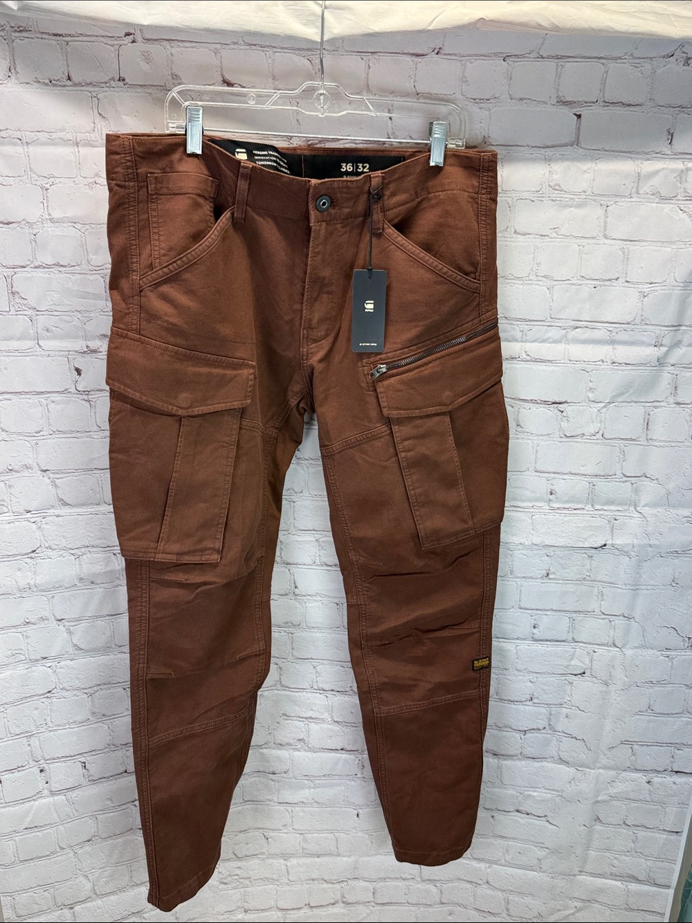 🌟NWT G-Star RAW Rovic Zip 3D Regular Tapered Cargo Pants Bedford Cord 36/32